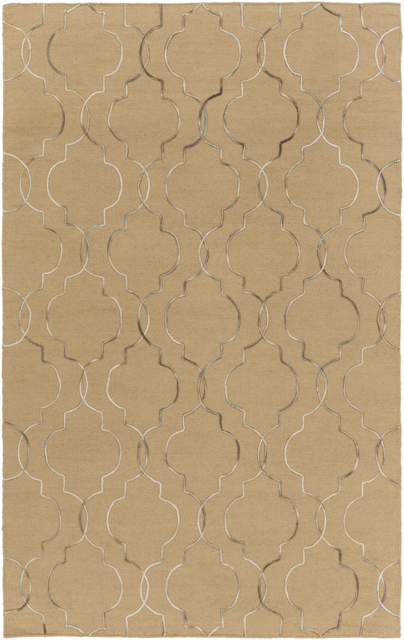Tan Hand Woven 100% Wool Global Rectangle Handmade rug, Indoor use only, no fringe, non-washable. runner also available