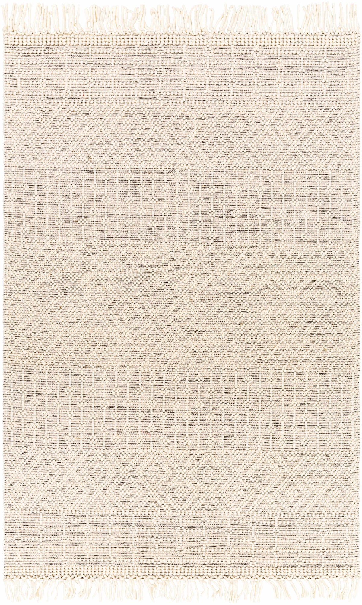 Off-White Hand Woven 100% Wool Global Rectangle Handmade rug, Indoor use only, has fringe, non-washable. runner also available