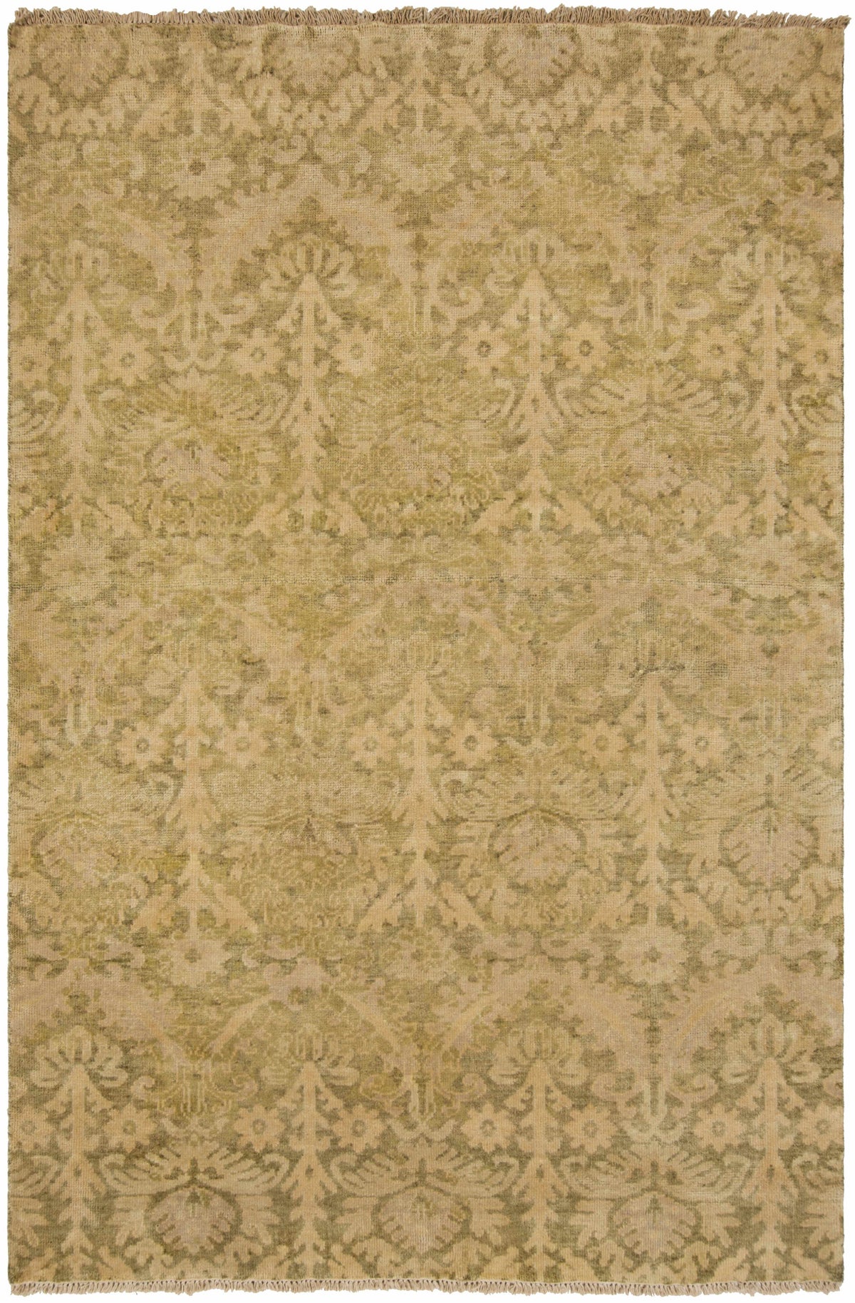 Olive Hand Knotted 100% NZ Wool Traditional Rectangle Handmade rug, Indoor use only, no fringe, non-washable.