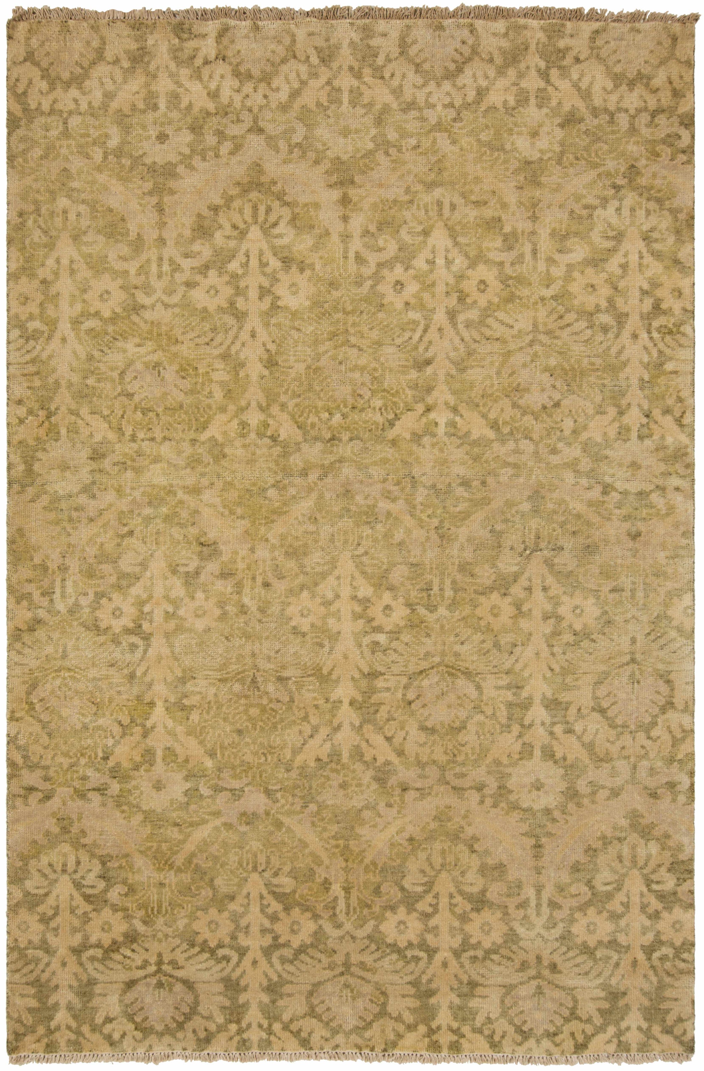 Olive Hand Knotted 100% NZ Wool Traditional Rectangle Handmade rug, Indoor use only, no fringe, non-washable.