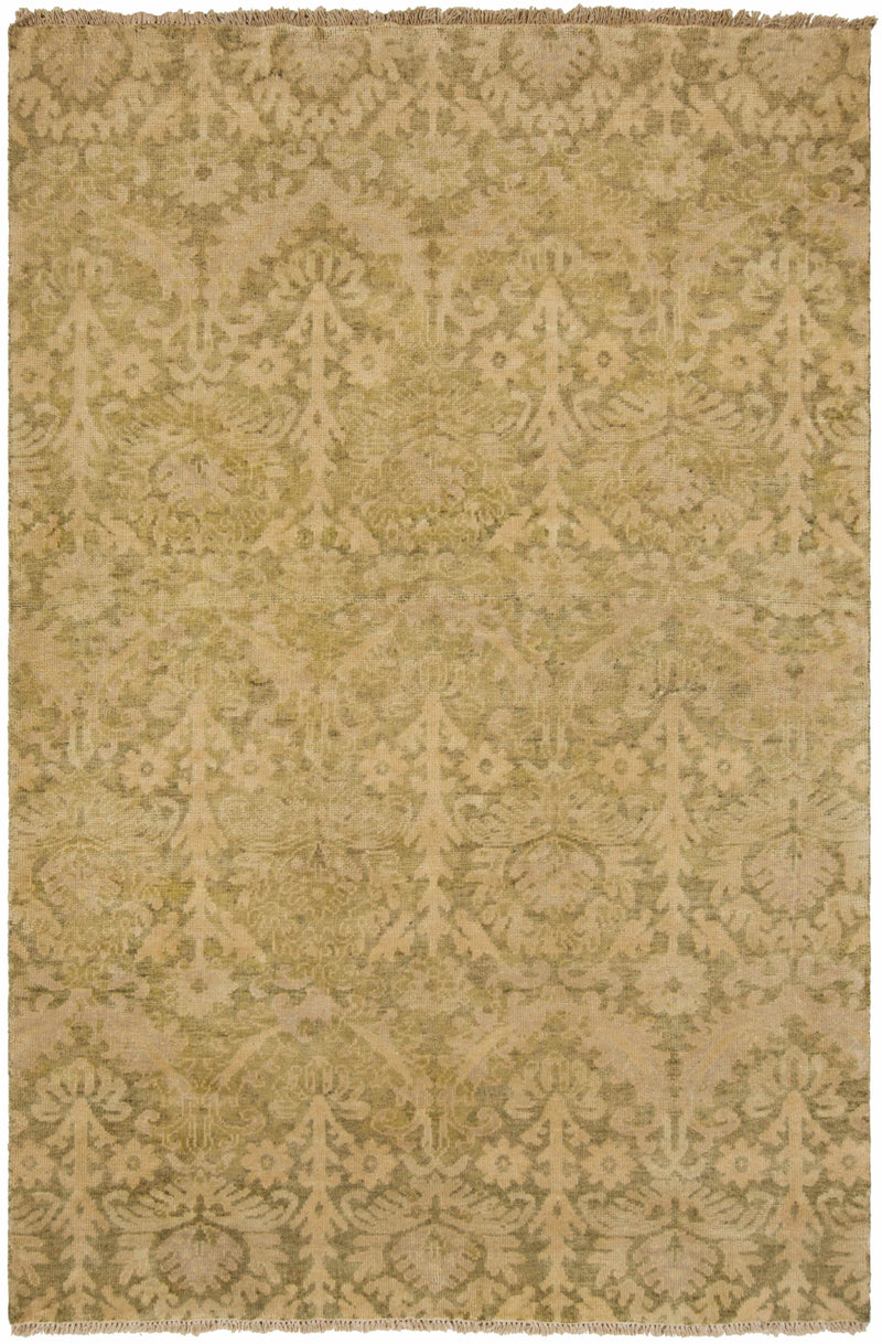 Olive Hand Knotted 100% NZ Wool Traditional Rectangle Handmade rug, Indoor use only, no fringe, non-washable.