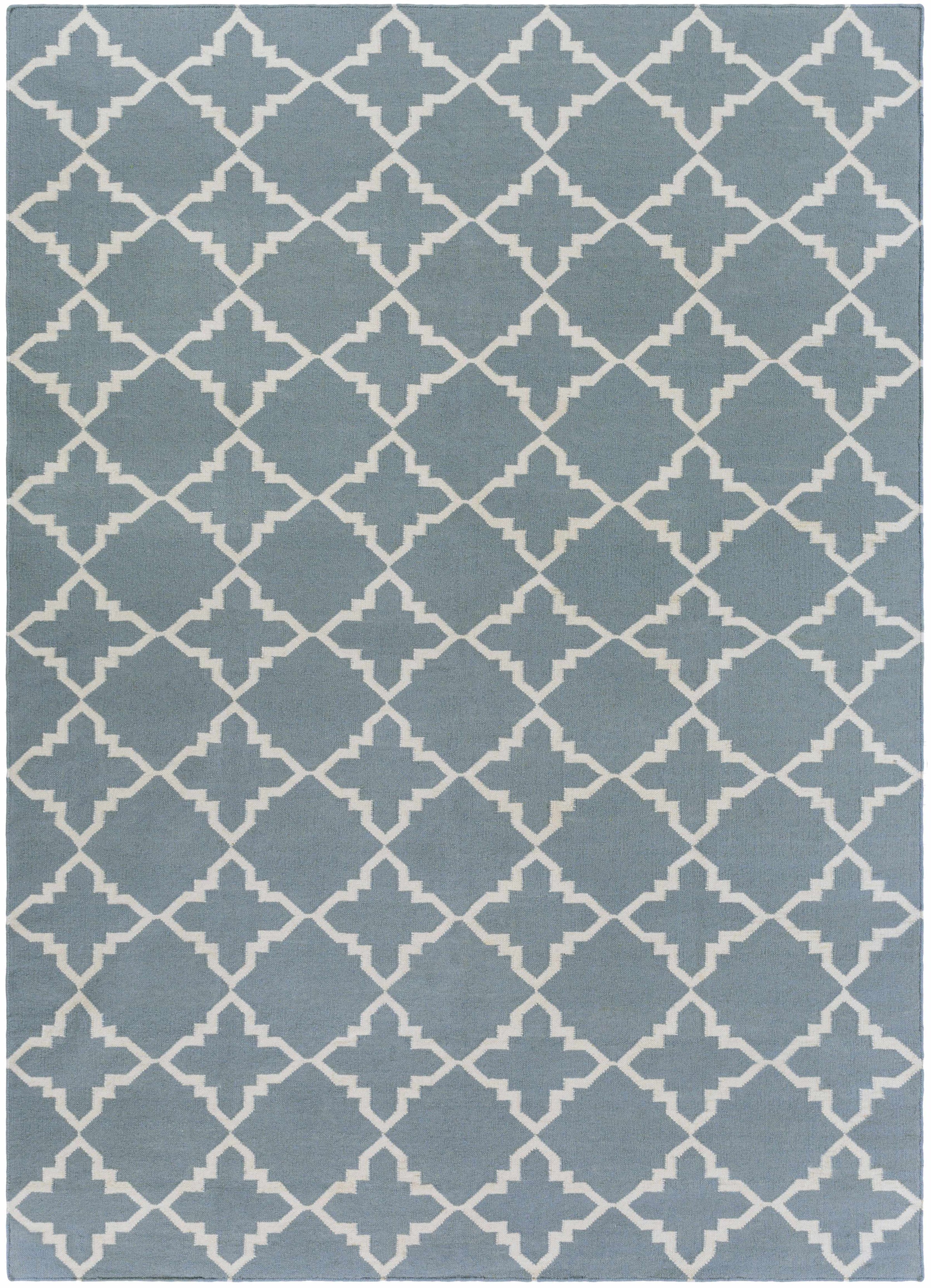 Teal Hand Woven 100% Wool Modern Rectangle Handmade rug, Indoor use only, no fringe, non-washable.