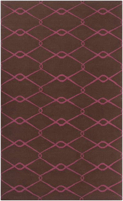 Dark Brown Hand Woven 100% Wool Modern Rectangle Handmade rug, Indoor use only, no fringe, non-washable.
