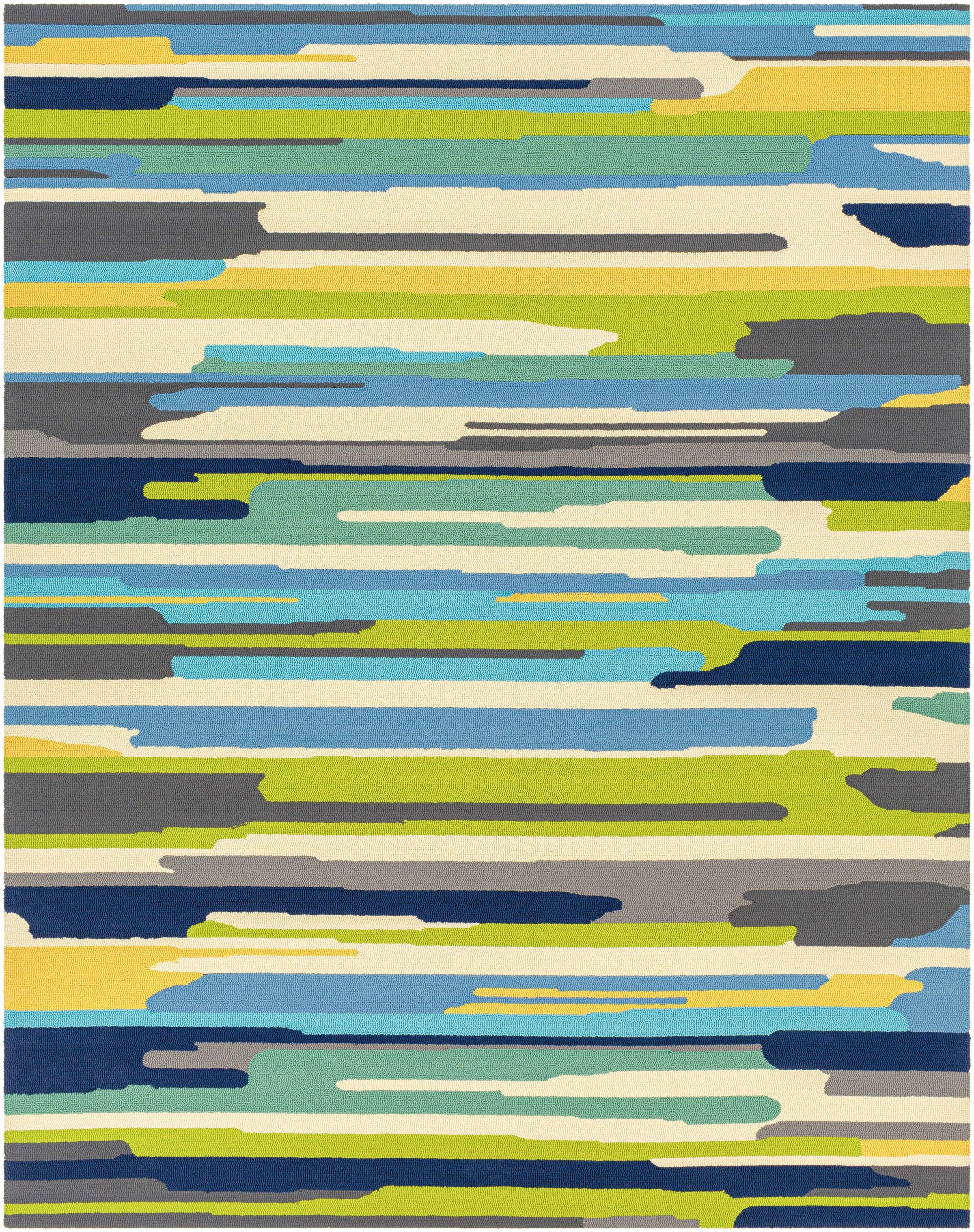 Light Green Hand Hooked 100% Polypropylene Modern Rectangle Handmade rug, outdoor-safe, no fringe, non-washable. round also available