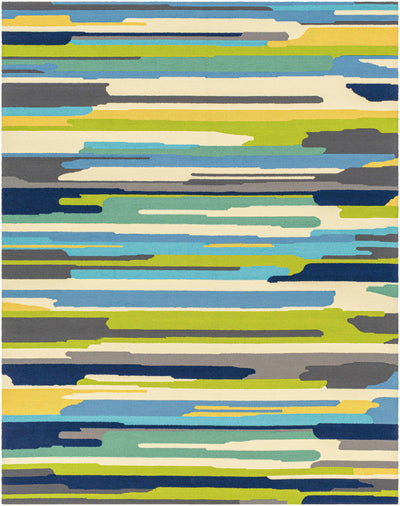 Light Green Hand Hooked 100% Polypropylene Modern Rectangle Handmade rug, outdoor-safe, no fringe, non-washable. round also available