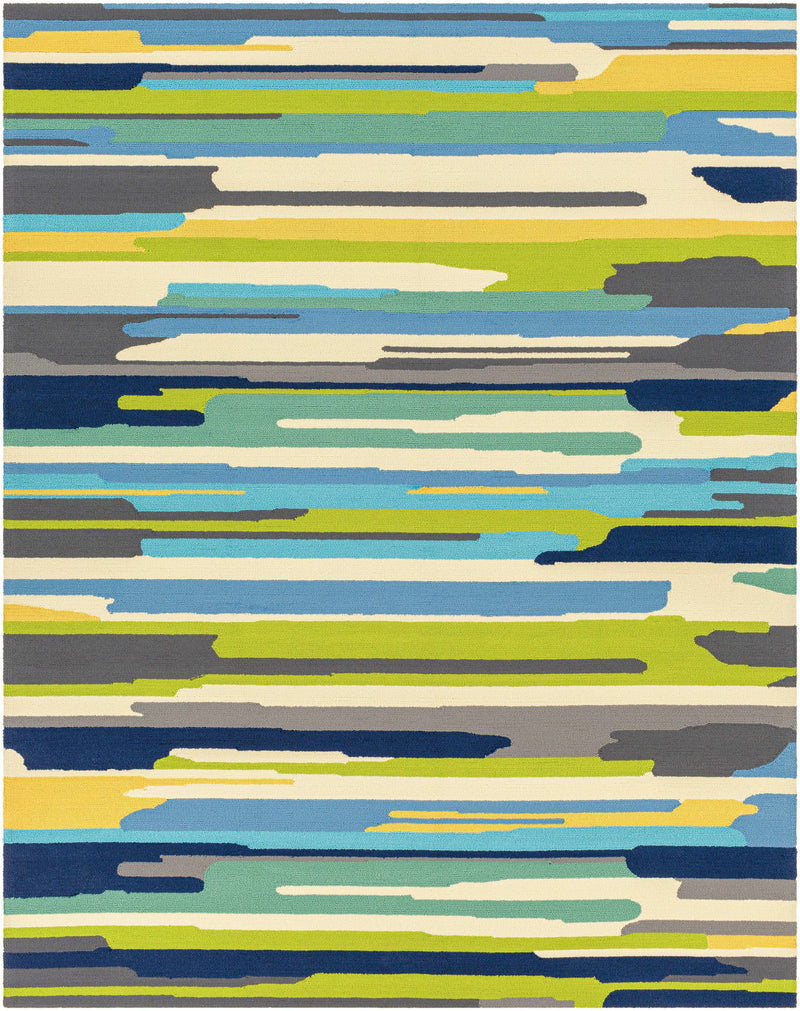 Light Green Hand Hooked 100% Polypropylene Modern Rectangle Handmade rug, outdoor-safe, no fringe, non-washable. round also available