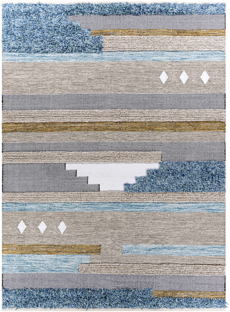 Black Hand Woven 55% Wool, 25% Polyester, 20% Cotton Cottage Rectangle Handmade rug, Indoor use only, no fringe, non-washable. runner also available
