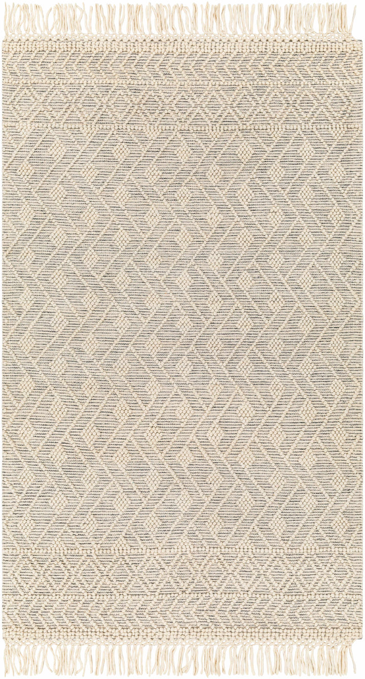 Ivory Hand Woven 60% Wool, 40% Polyester Cottage Rectangle Handmade rug, Indoor use only, has fringe, non-washable. round, runner also available