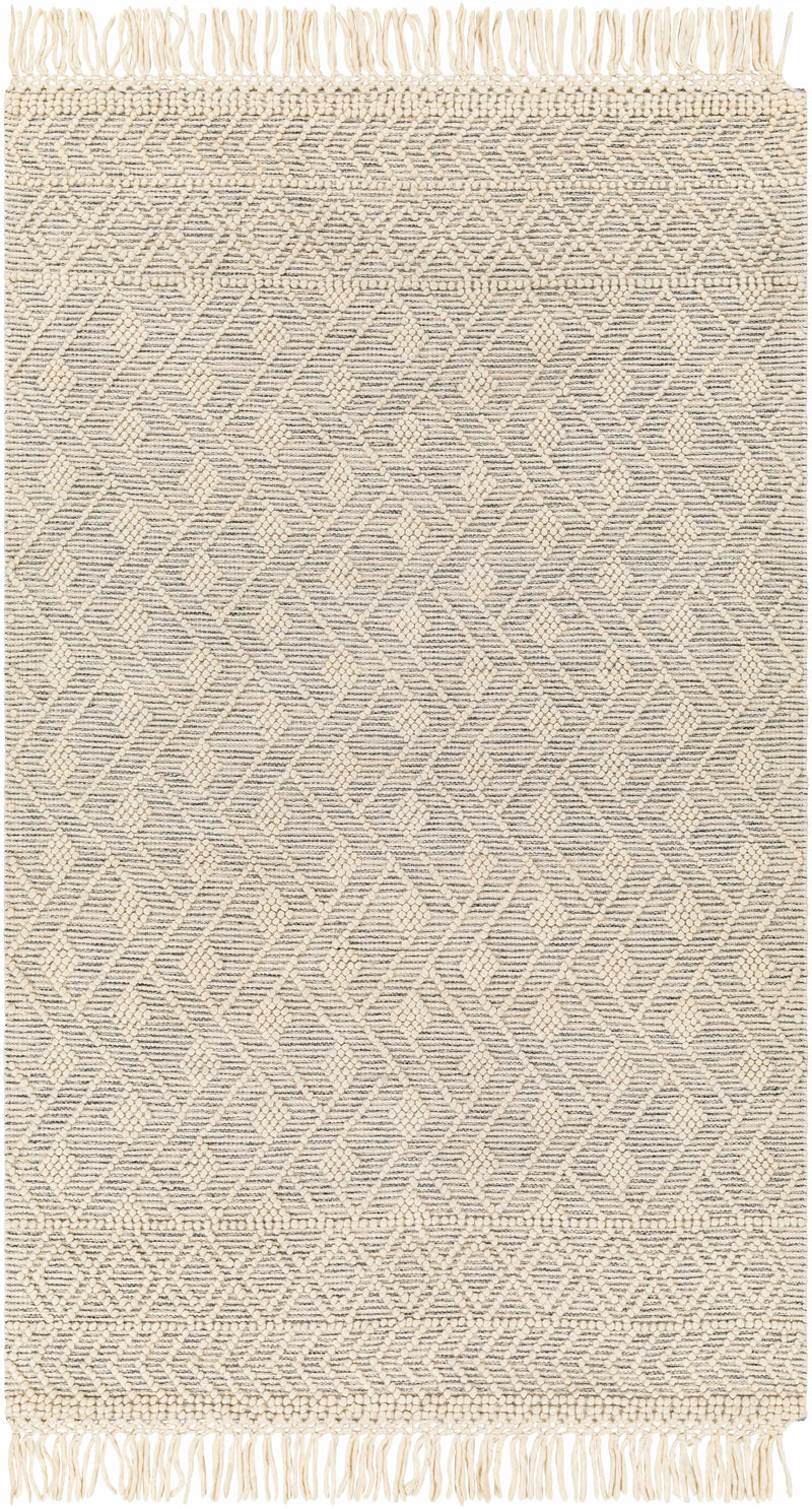 Ivory Hand Woven 60% Wool, 40% Polyester Cottage Rectangle Handmade rug, Indoor use only, has fringe, non-washable. round, runner also available