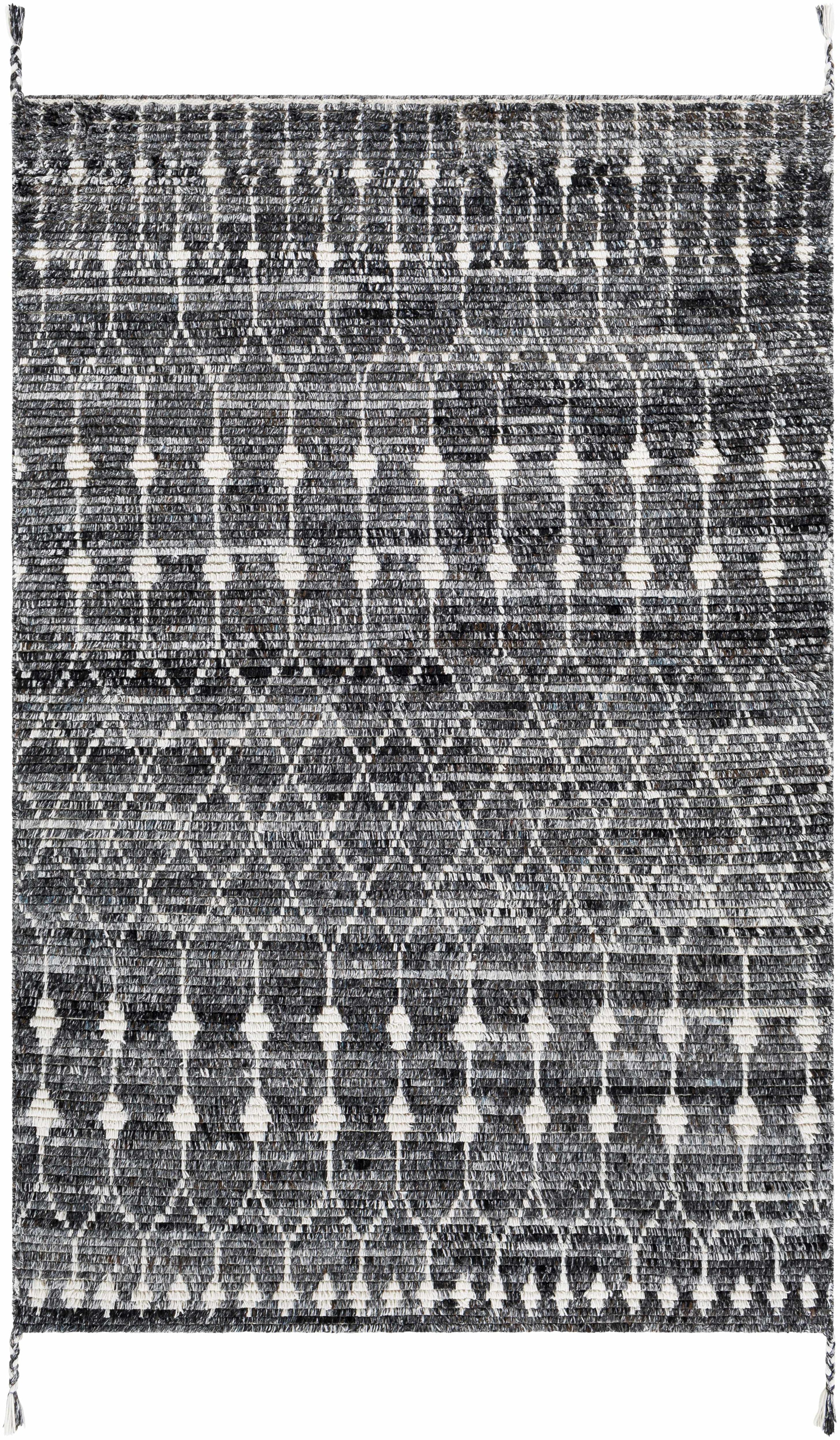 Black Hand Knotted 100% Recycled PET Yarn Global Rectangle Handmade rug, Indoor use only, no fringe, non-washable. runner also available