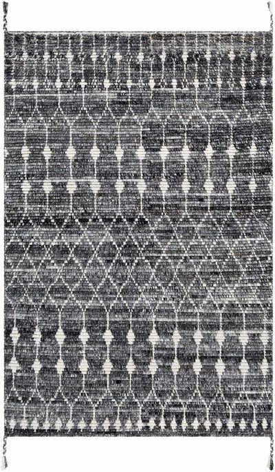 Black Hand Knotted 100% Recycled PET Yarn Global Rectangle Handmade rug, Indoor use only, no fringe, non-washable. runner also available