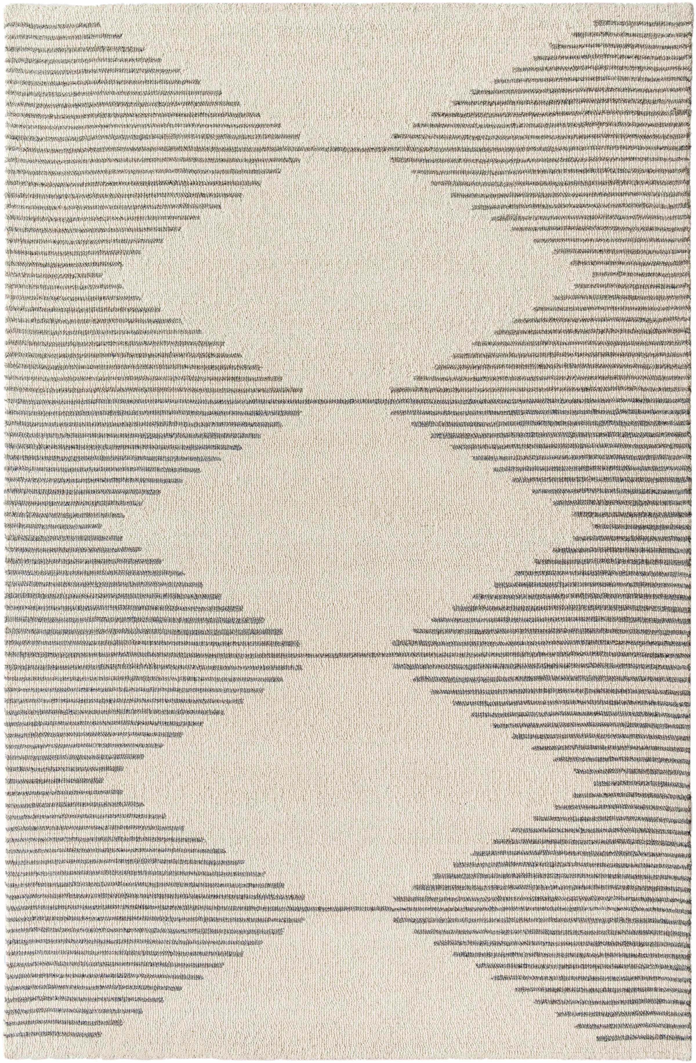 Cream Hand Tufted 100% Wool Modern Rectangle Handmade rug, Indoor use only, no fringe, non-washable.