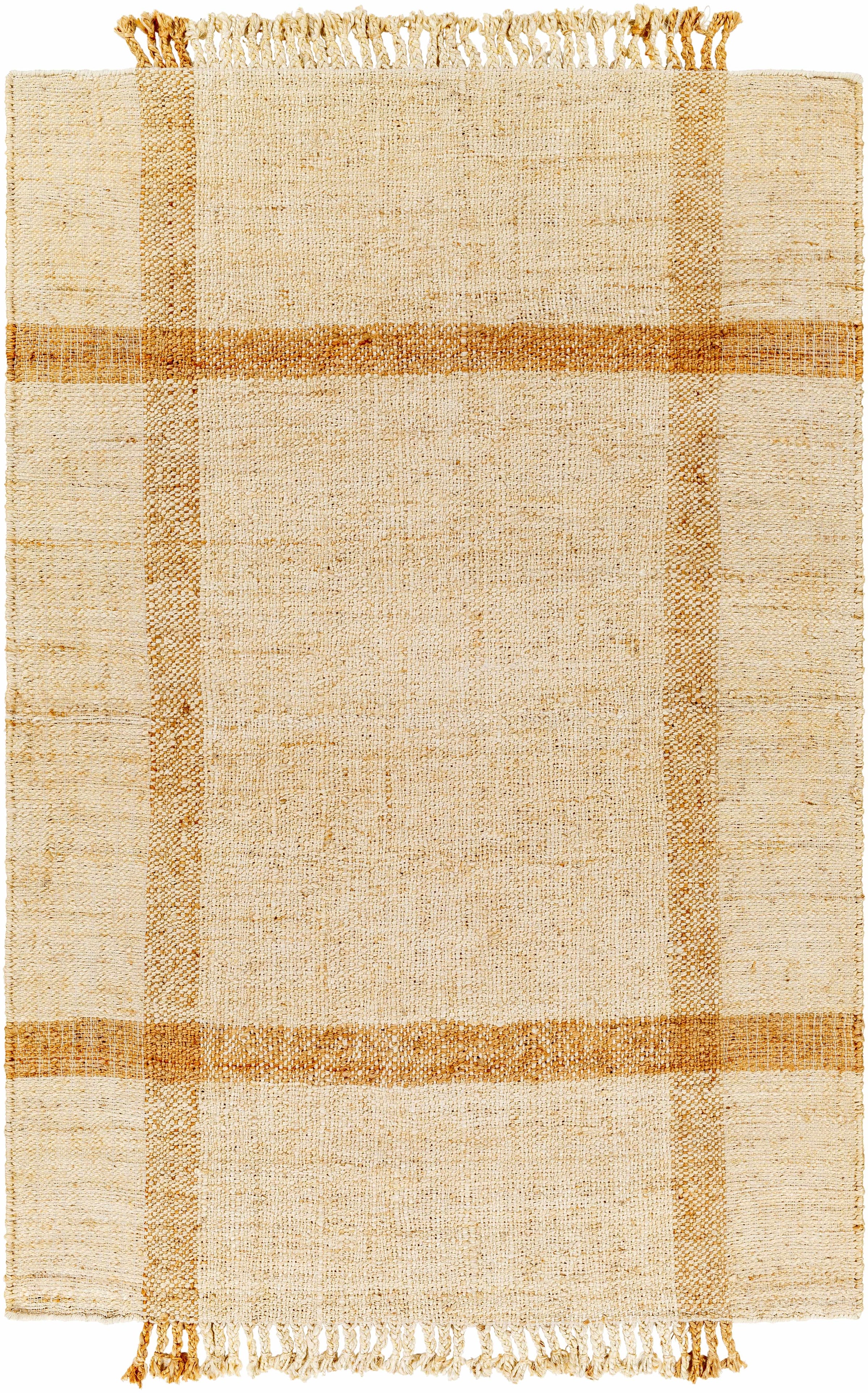 Camel Hand Woven 100% Jute Cottage Rectangle Handmade rug, Indoor use only, has fringe, non-washable. runner also available