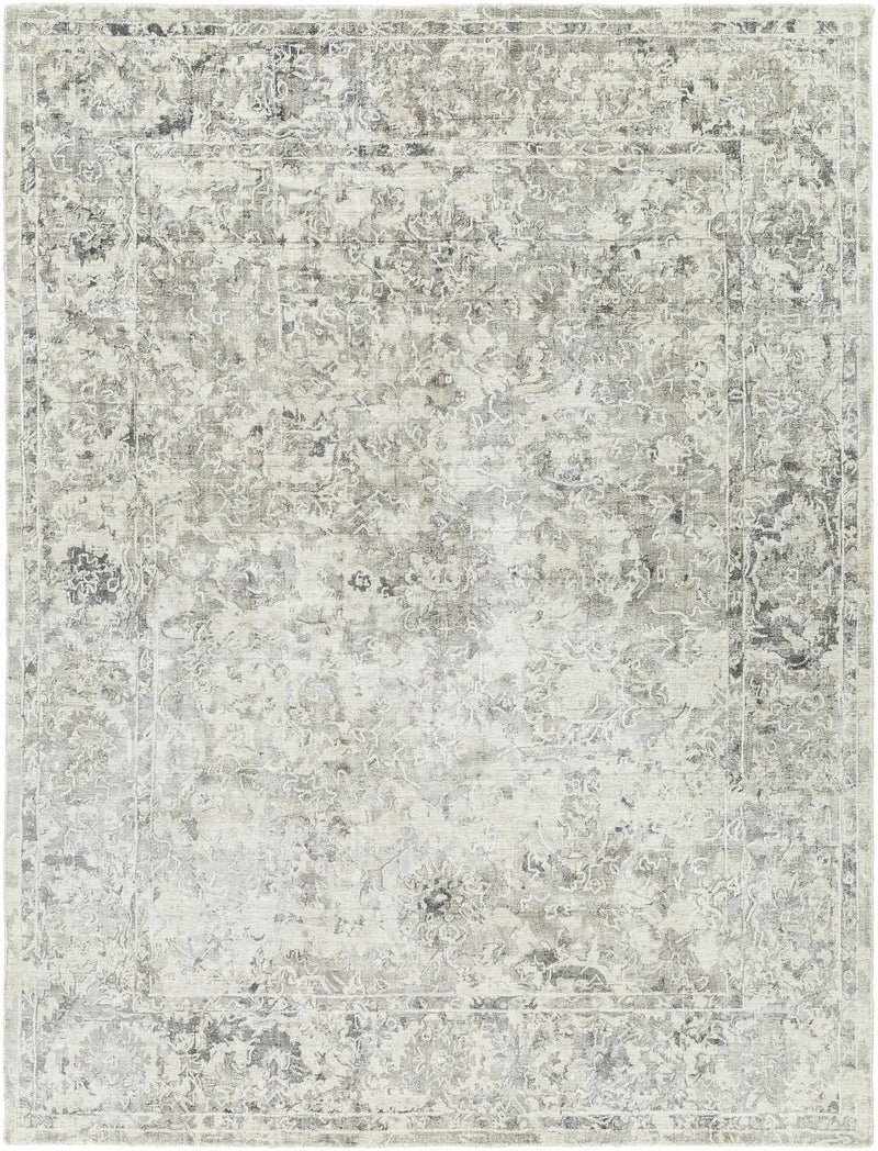Medium Gray Hand Loomed 95% Viscose, 5% NZ Wool Traditional Rectangle Handmade rug, Indoor use only, no fringe, non-washable.