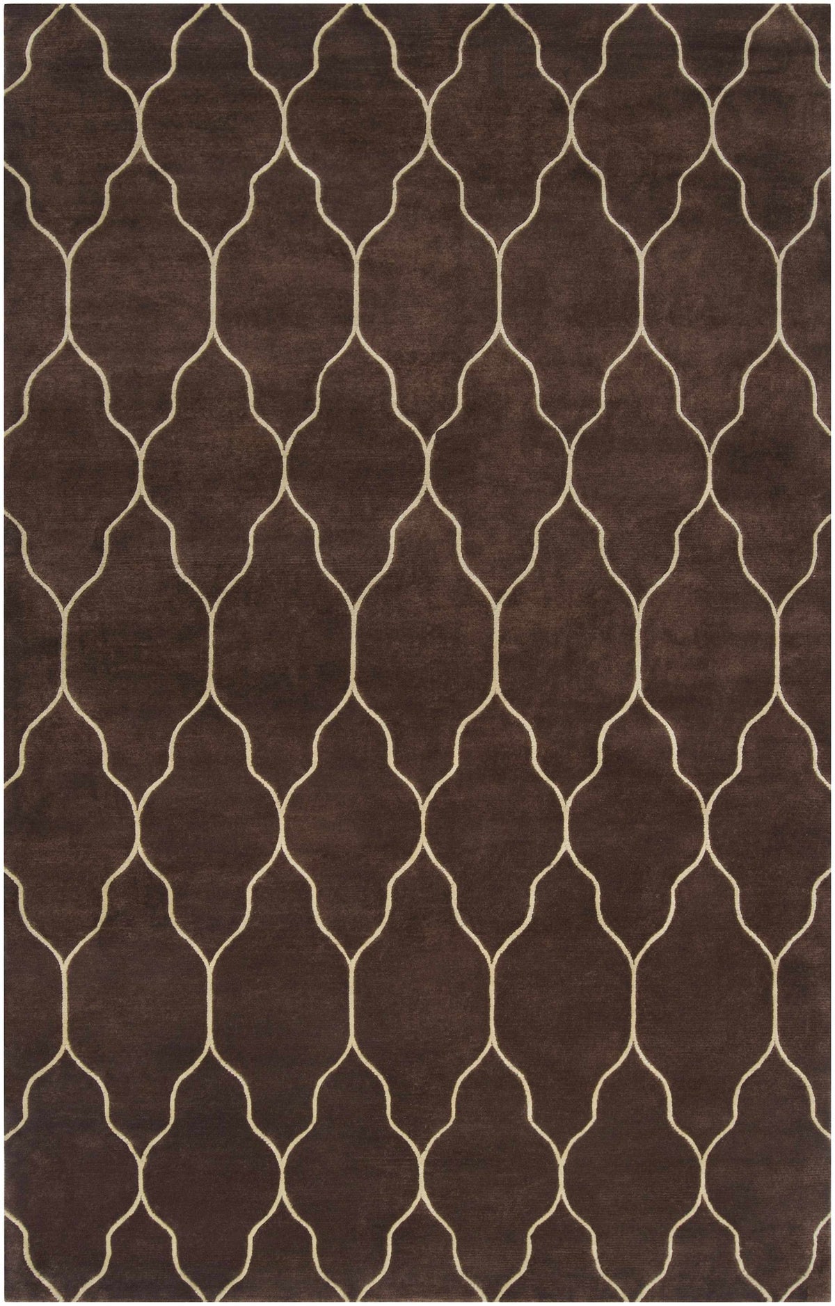 Dark Brown Hand Knotted 100% Wool Modern Rectangle Handmade rug, Indoor use only, no fringe, non-washable.