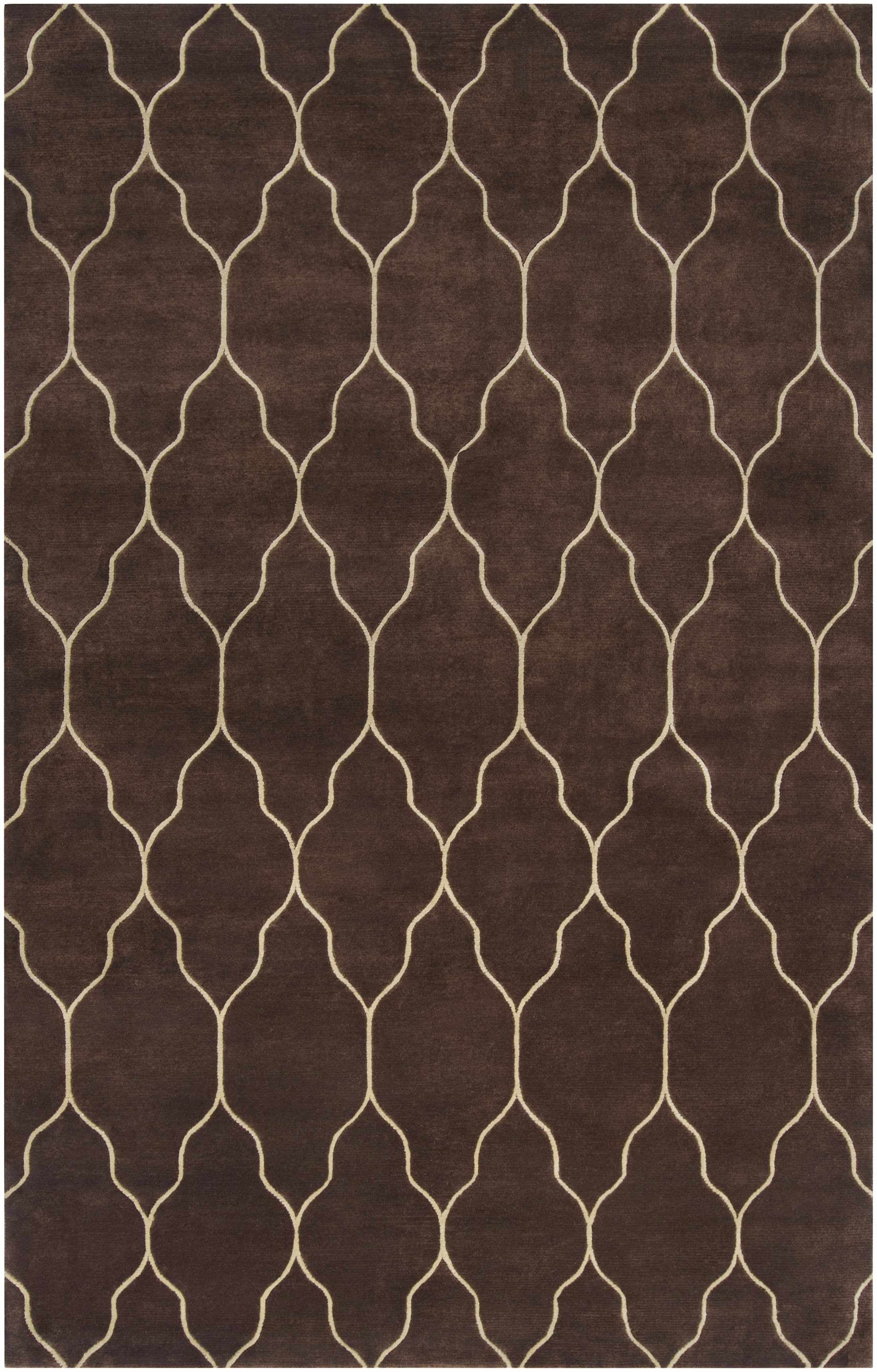 Dark Brown Hand Knotted 100% Wool Modern Rectangle Handmade rug, Indoor use only, no fringe, non-washable.