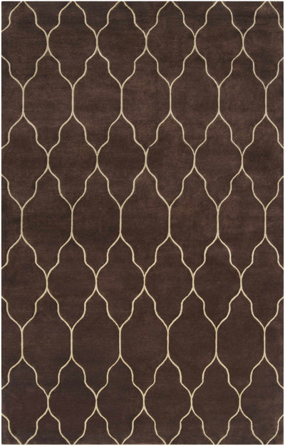 Dark Brown Hand Knotted 100% Wool Modern Rectangle Handmade rug, Indoor use only, no fringe, non-washable.