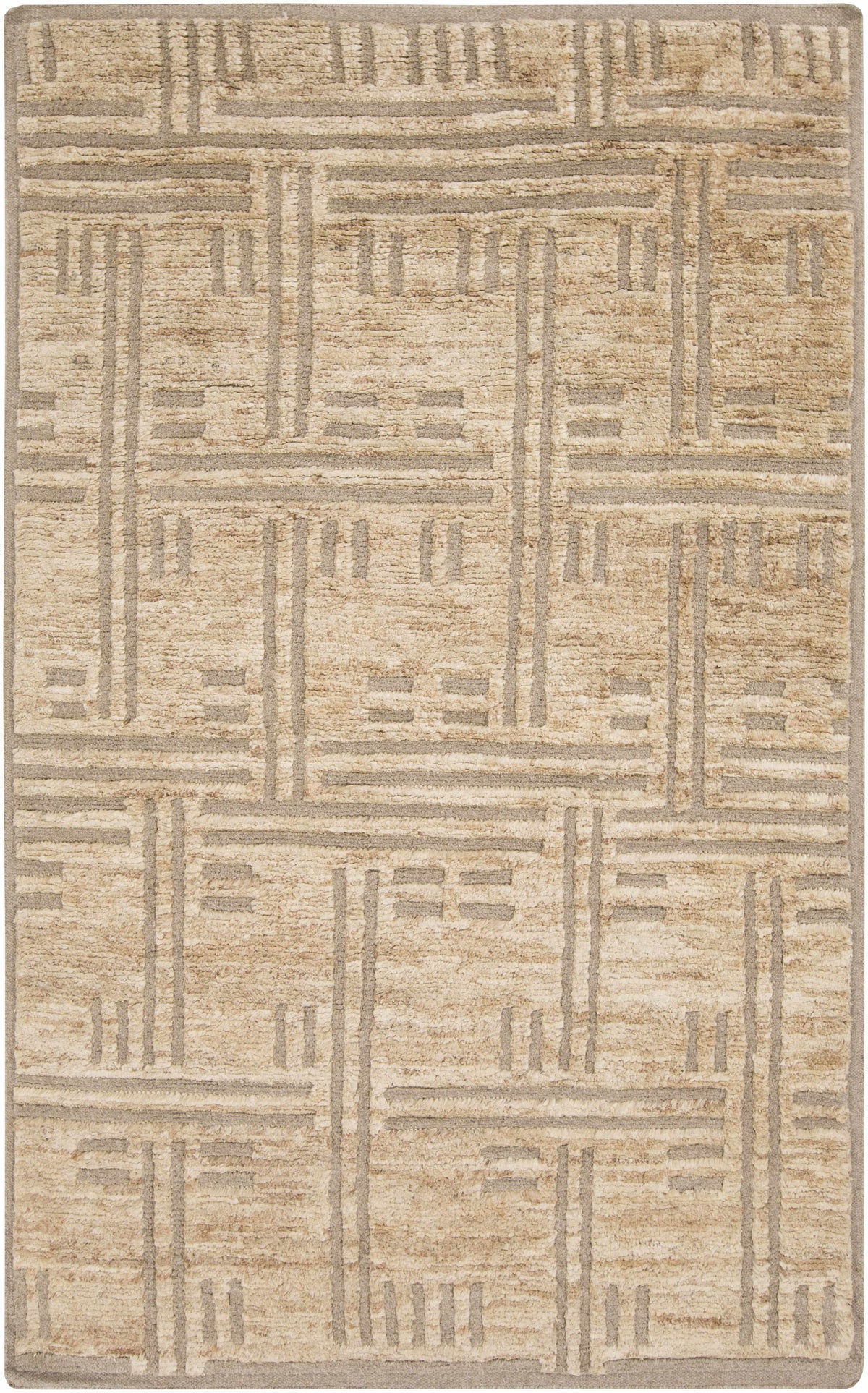 Brown Hand Knotted 60% Wool, 40% Jute Cottage Rectangle Handmade rug, Indoor use only, no fringe, non-washable.