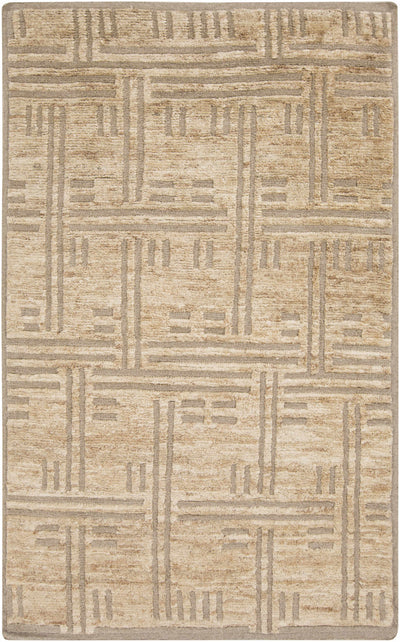 Brown Hand Knotted 60% Wool, 40% Jute Cottage Rectangle Handmade rug, Indoor use only, no fringe, non-washable.