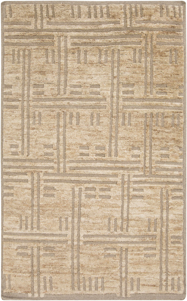 Brown Hand Knotted 60% Wool, 40% Jute Cottage Rectangle Handmade rug, Indoor use only, no fringe, non-washable.