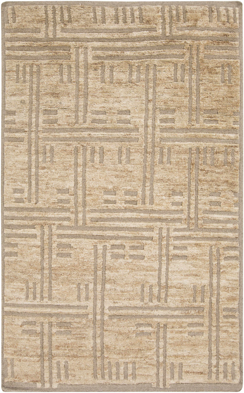 Brown Hand Knotted 60% Wool, 40% Jute Cottage Rectangle Handmade rug, Indoor use only, no fringe, non-washable.