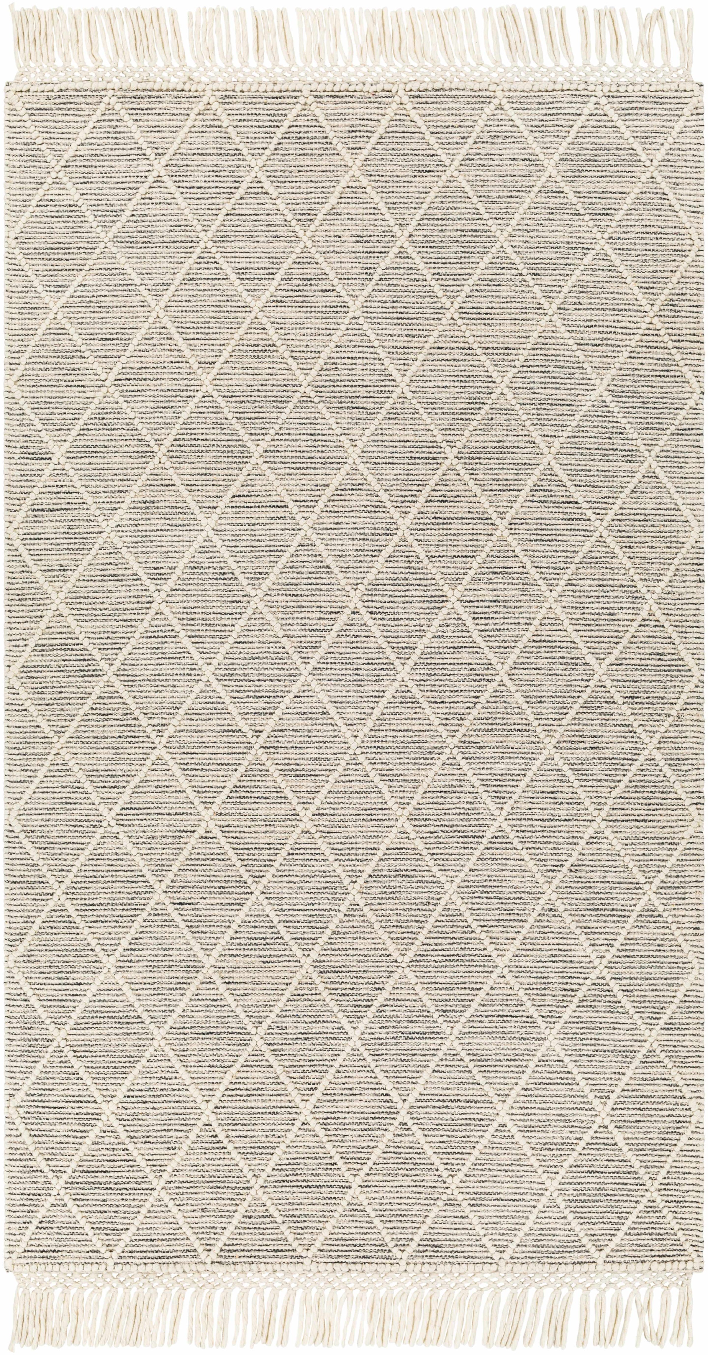 Ivory Hand Woven 60% Wool, 40% Polyester Cottage Rectangle Handmade rug, Indoor use only, has fringe, non-washable. round, runner also available