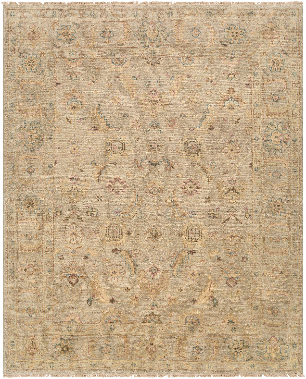 Ivory Hand Knotted 100% NZ Wool Traditional Rectangle Handmade rug, Indoor use only, no fringe, non-washable.