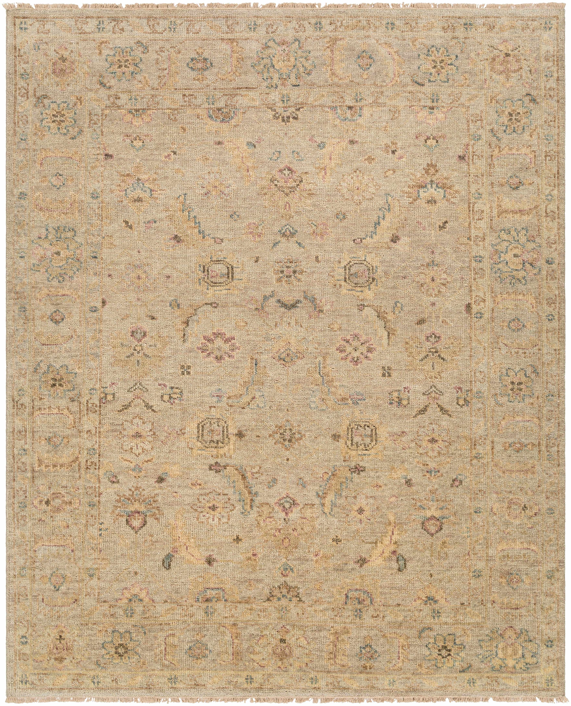 Ivory Hand Knotted 100% NZ Wool Traditional Rectangle Handmade rug, Indoor use only, no fringe, non-washable.