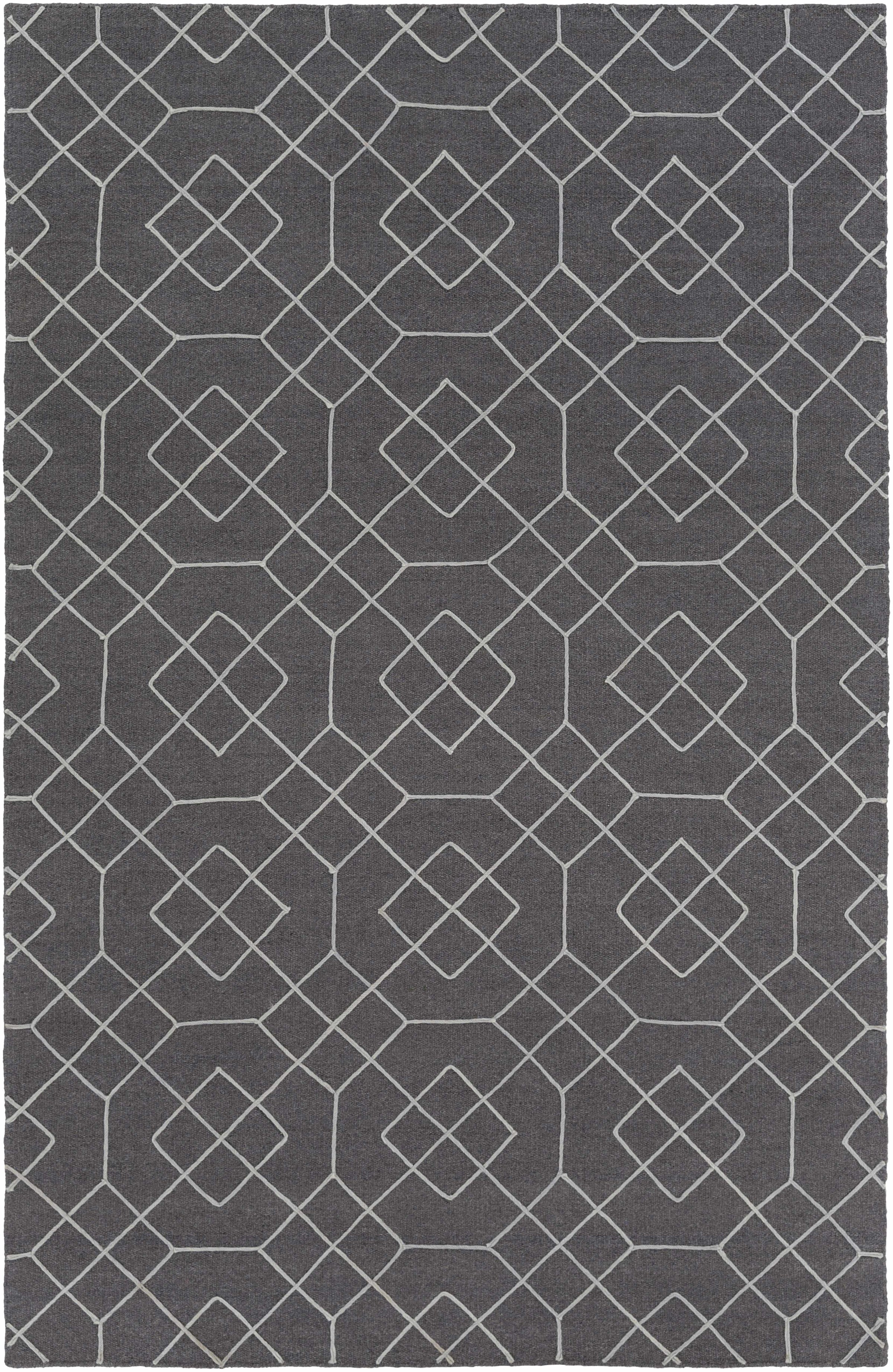 Charcoal Hand Woven 100% Wool Modern Rectangle Handmade rug, Indoor use only, no fringe, non-washable. runner also available
