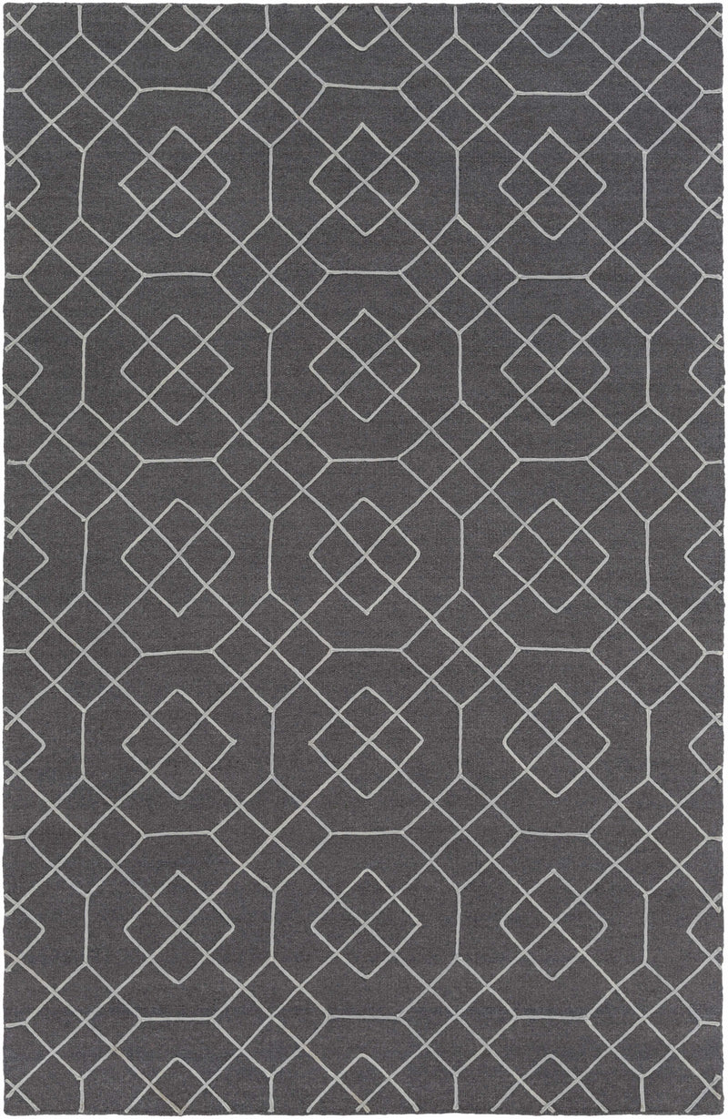 Charcoal Hand Woven 100% Wool Modern Rectangle Handmade rug, Indoor use only, no fringe, non-washable. runner also available