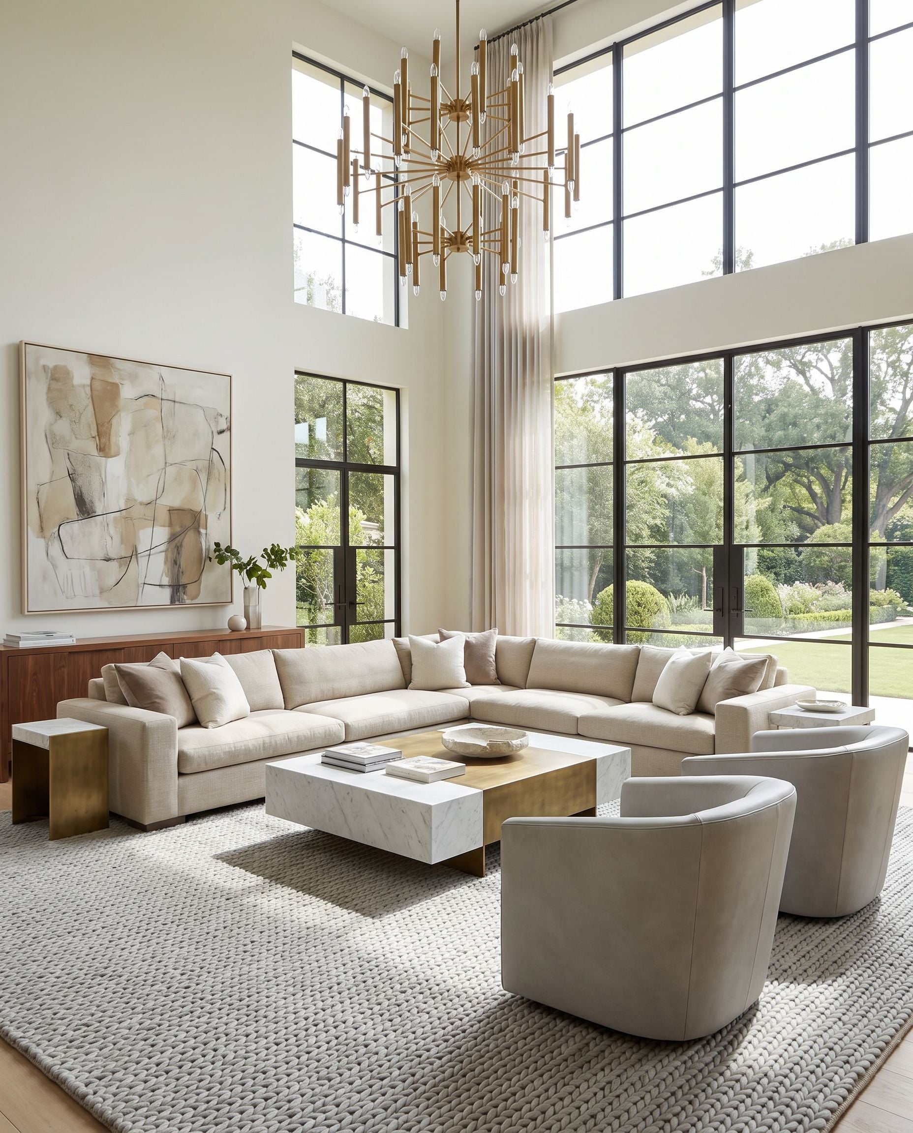 Fargo FARGO-102 Hand Woven Rug as the centerpiece of a bright luxury living room — a hand woven cottage area rug in gray tones