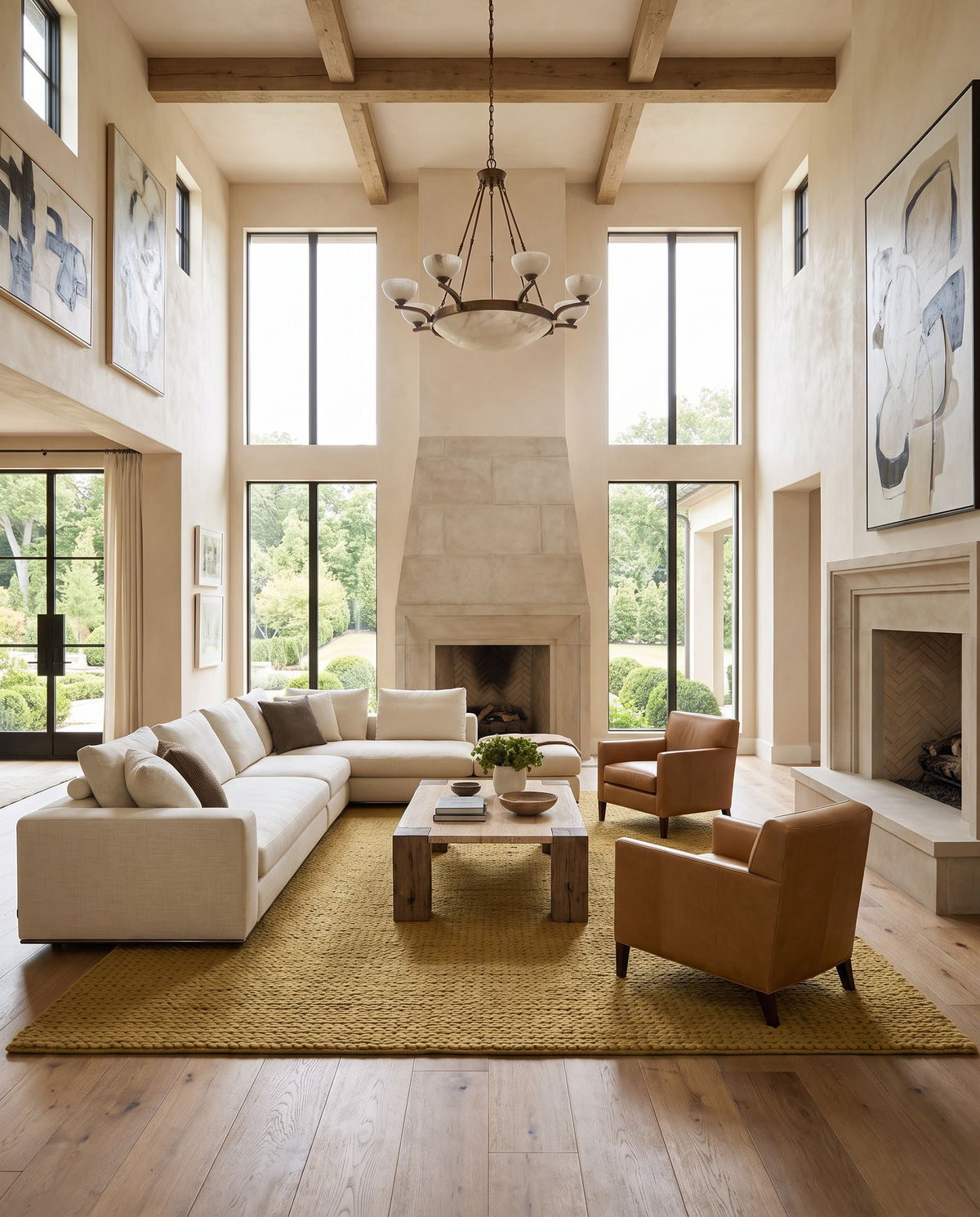 Fargo FARGO-113 Hand Woven Rug as the centerpiece of a bright luxury living room — a hand woven cottage area rug in light brown tones