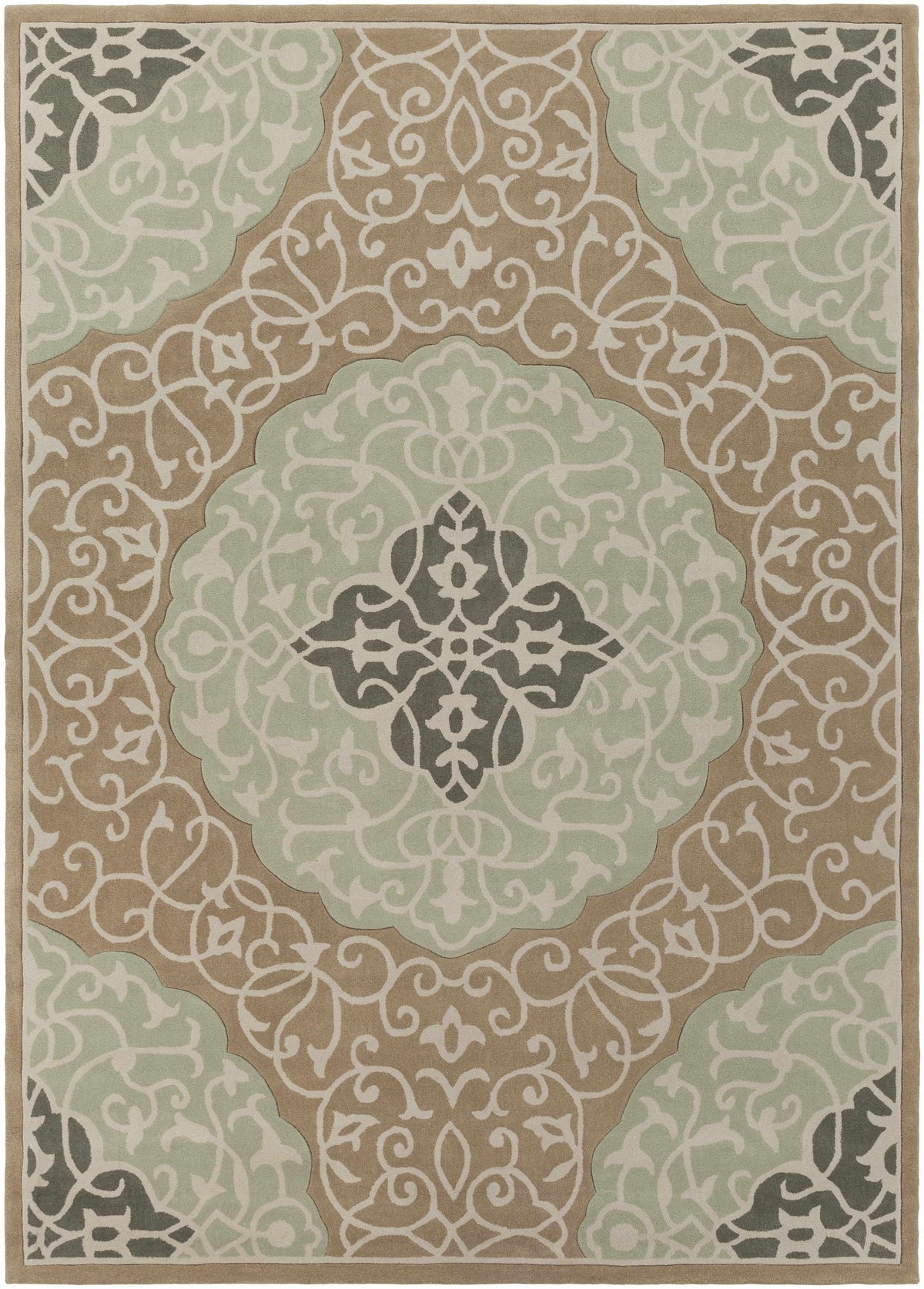 Dusty Sage Hand Tufted 100% Polyester Modern Rectangle Handmade rug, Indoor use only, no fringe, non-washable. round also available