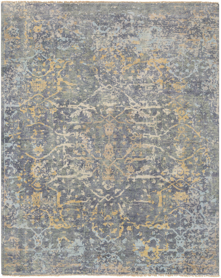 Blue Hand Knotted 100% Wool Traditional Rectangle Handmade rug, Indoor use only, has fringe, non-washable.