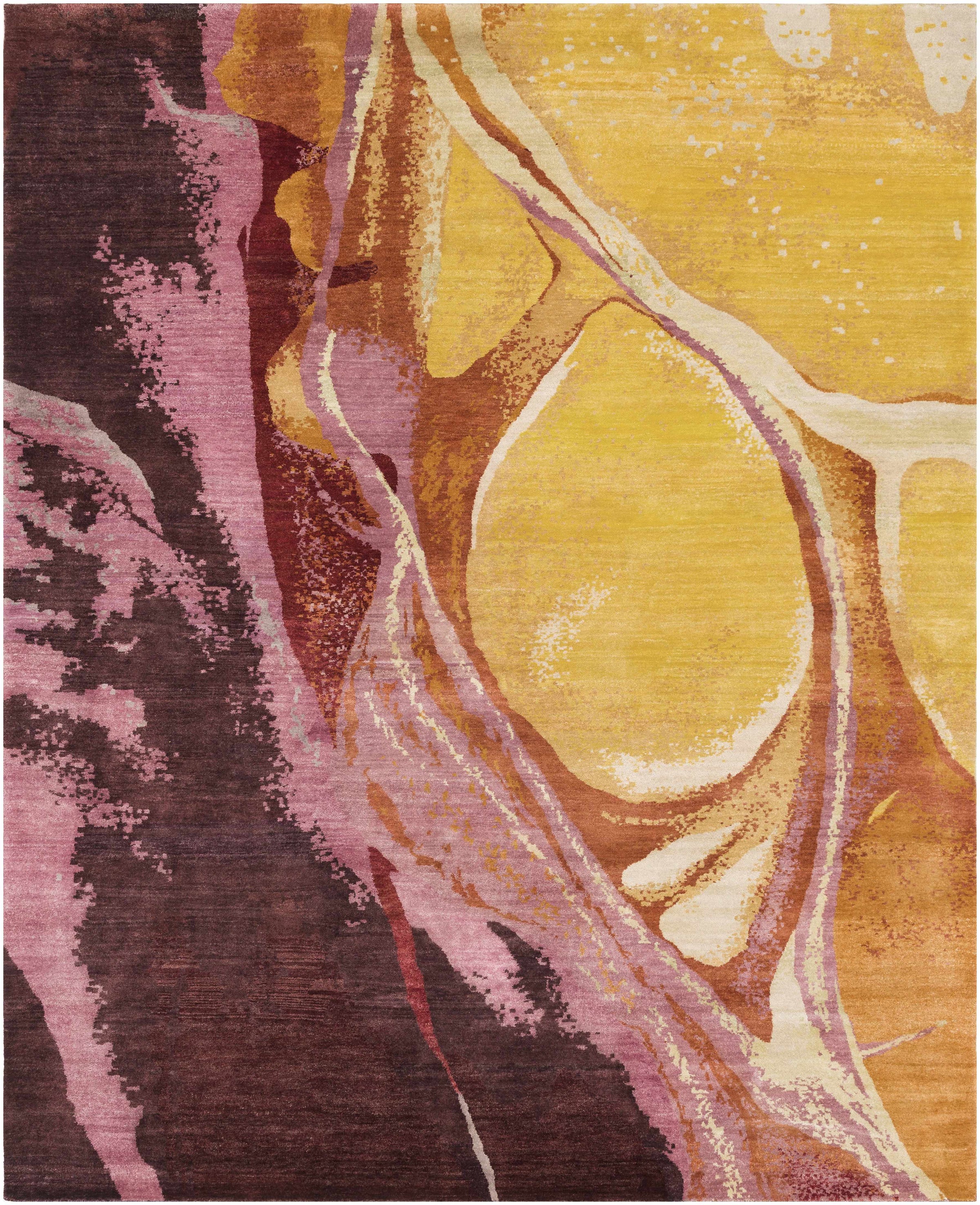 Mustard Hand Knotted 100% Wool Modern Rectangle Handmade rug, Indoor use only, no fringe, non-washable.