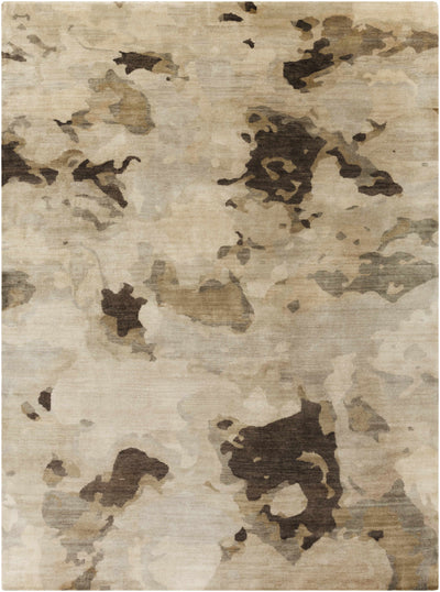 Light Beige Hand Knotted 90% Wool, 10% Viscose Modern Rectangle Handmade rug, Indoor use only, no fringe, non-washable.