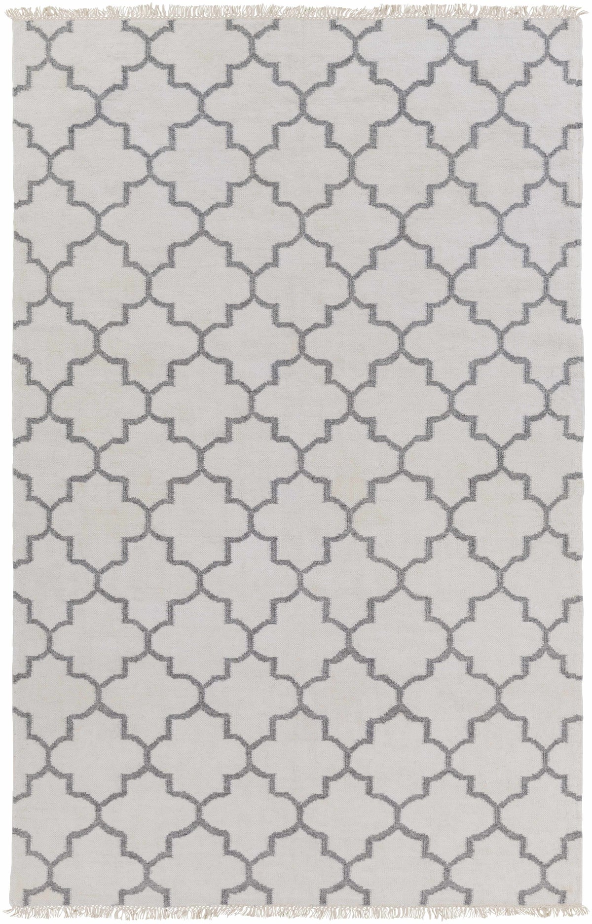 Ivory Hand Woven 80% Wool, 20% Viscose Modern Rectangle Handmade rug, Indoor use only, has fringe, non-washable.