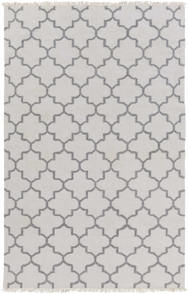 Ivory Hand Woven 80% Wool, 20% Viscose Modern Rectangle Handmade rug, Indoor use only, has fringe, non-washable.