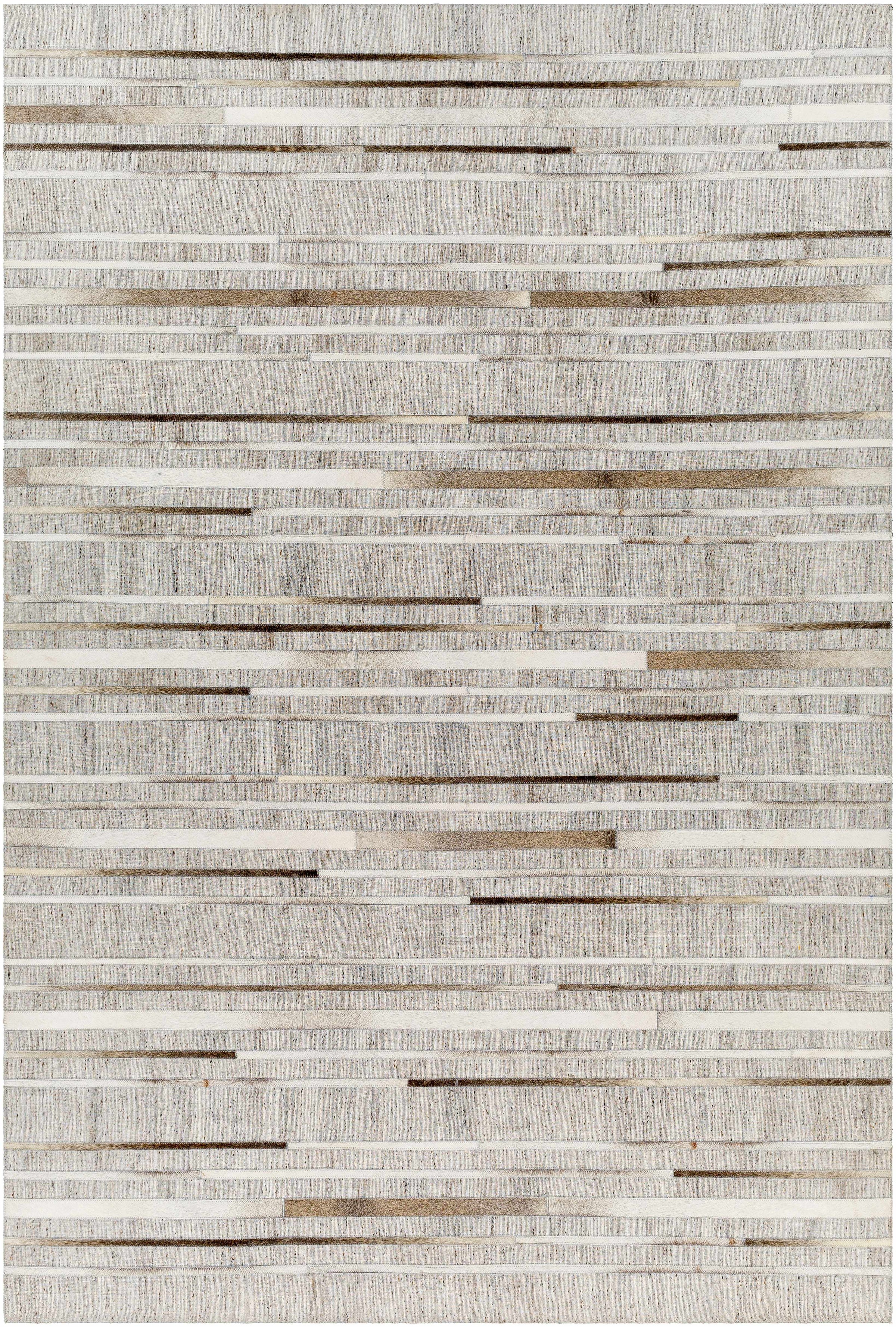Ivory Hand Crafted 65% Viscose, 35% Leather Modern Rectangle Handmade rug, Indoor use only, no fringe, non-washable.