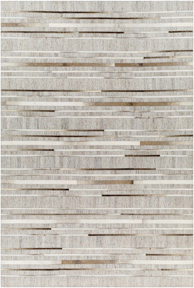 Ivory Hand Crafted 65% Viscose, 35% Leather Modern Rectangle Handmade rug, Indoor use only, no fringe, non-washable.