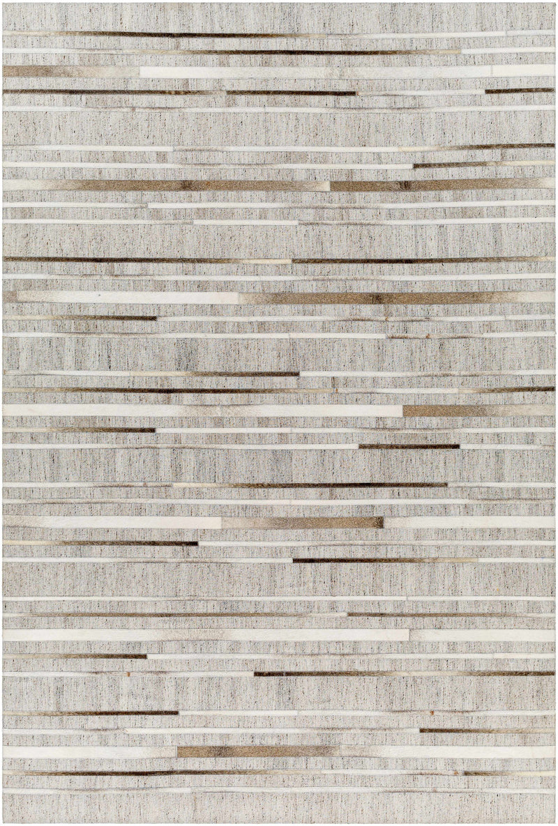 Ivory Hand Crafted 65% Viscose, 35% Leather Modern Rectangle Handmade rug, Indoor use only, no fringe, non-washable.