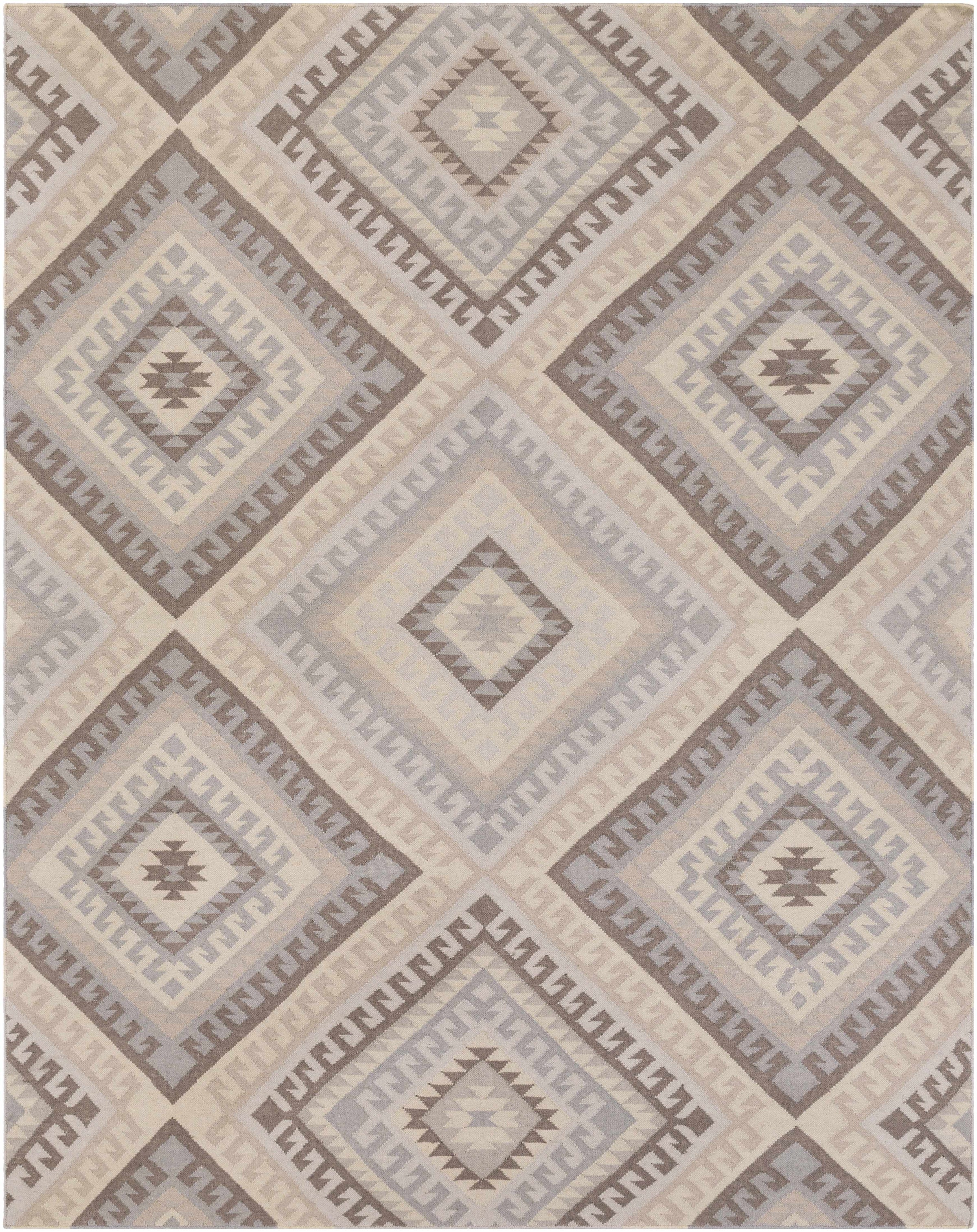 Gray Hand Woven 100% Wool Modern Rectangle Handmade rug, Indoor use only, no fringe, non-washable. runner also available