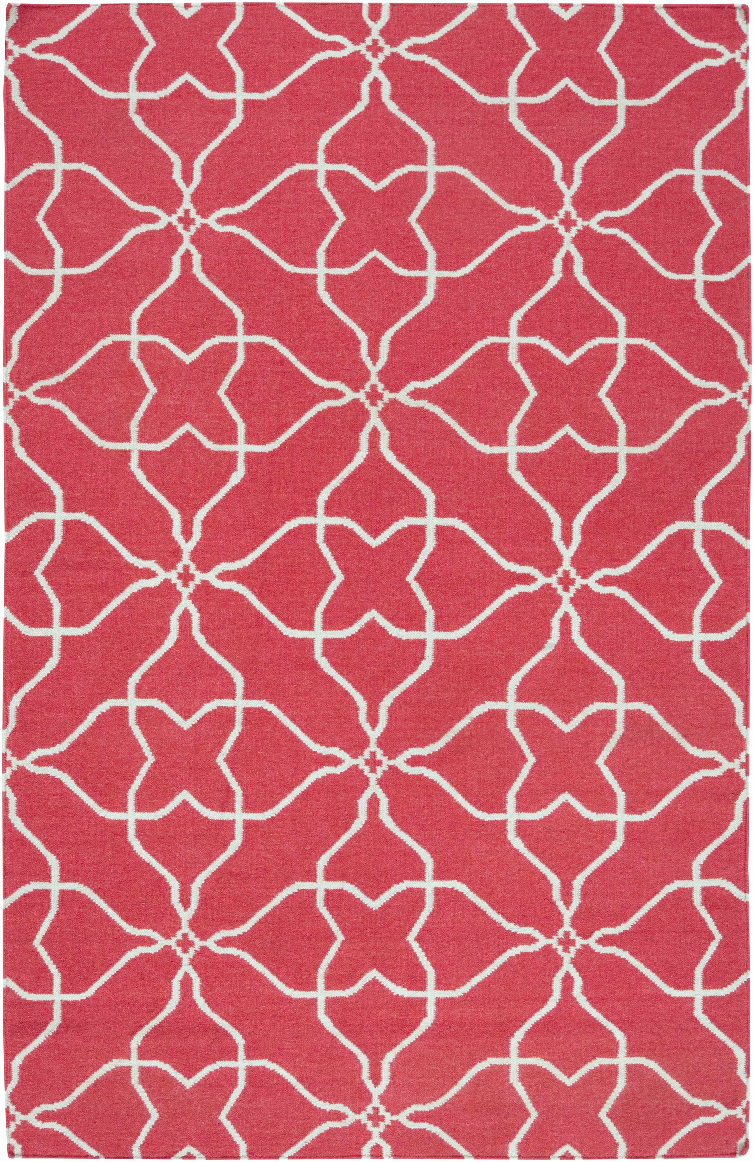 Pink Hand Woven 100% Wool Modern Rectangle Handmade rug, Indoor use only, no fringe, non-washable.