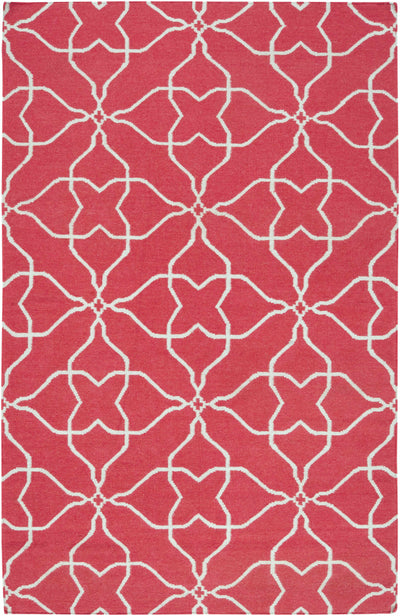 Pink Hand Woven 100% Wool Modern Rectangle Handmade rug, Indoor use only, no fringe, non-washable.