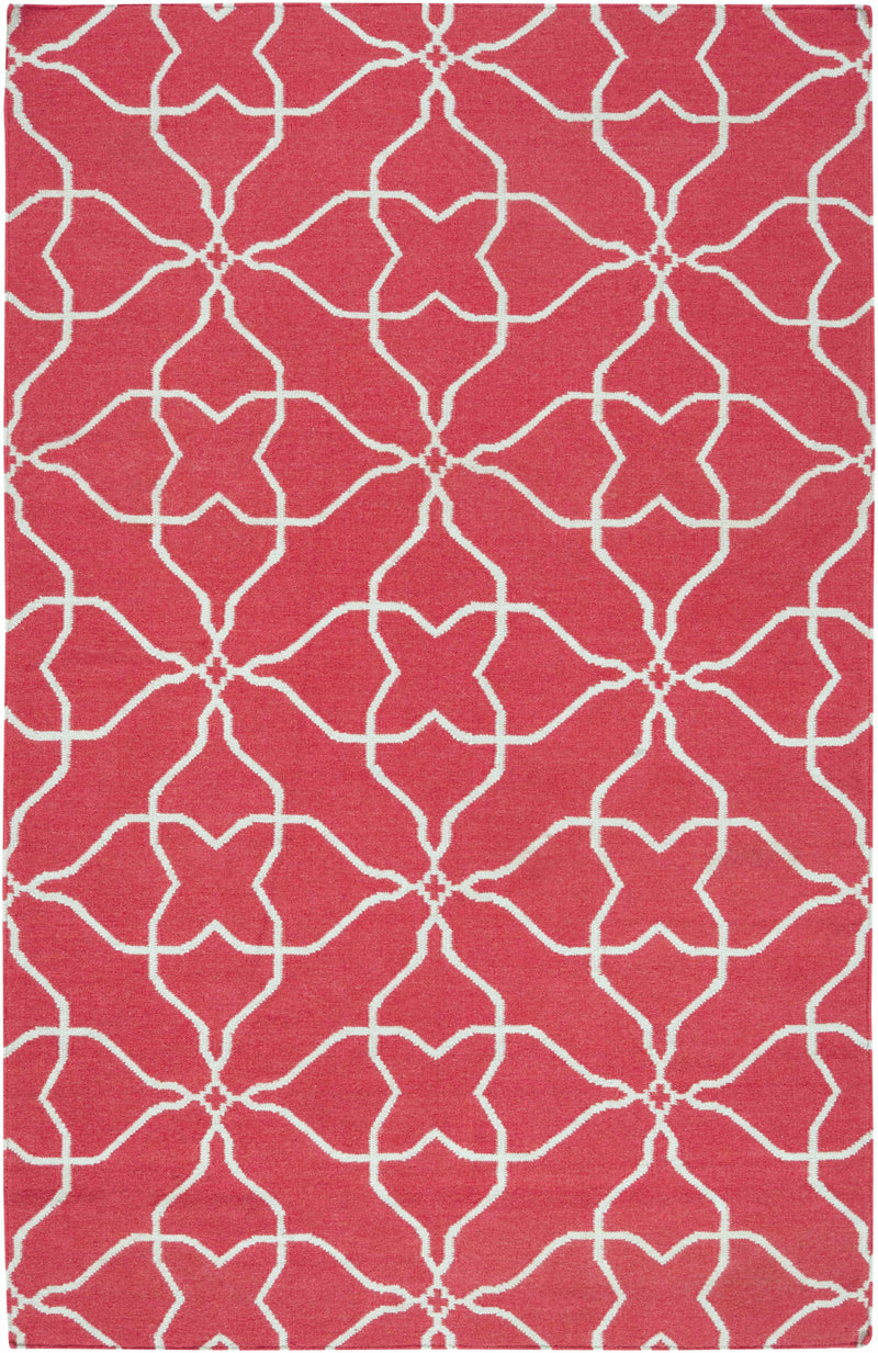 Pink Hand Woven 100% Wool Modern Rectangle Handmade rug, Indoor use only, no fringe, non-washable.