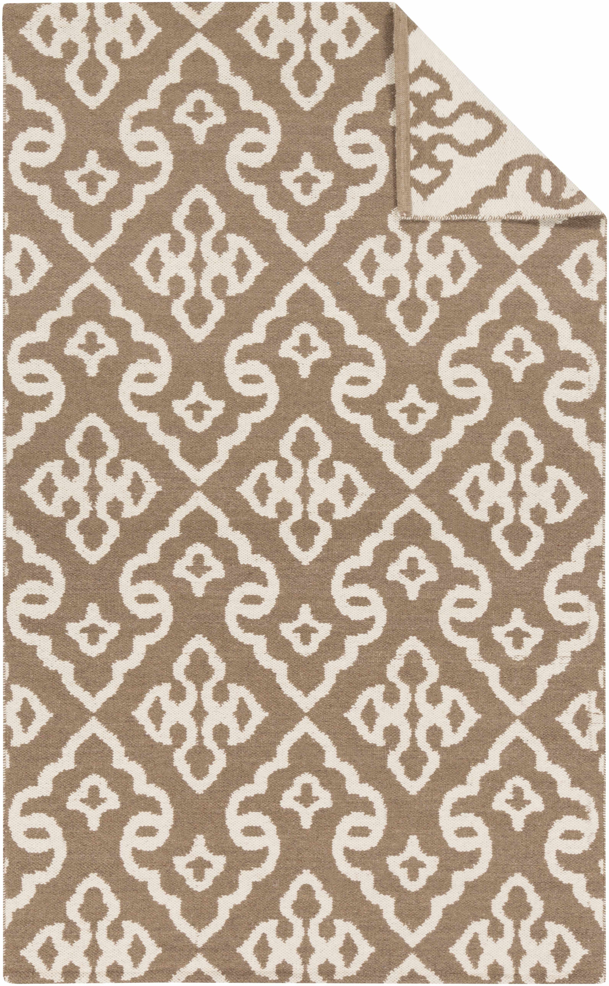 Cream Hand Woven 100% Wool Modern Rectangle Handmade rug, Indoor use only, no fringe, non-washable.
