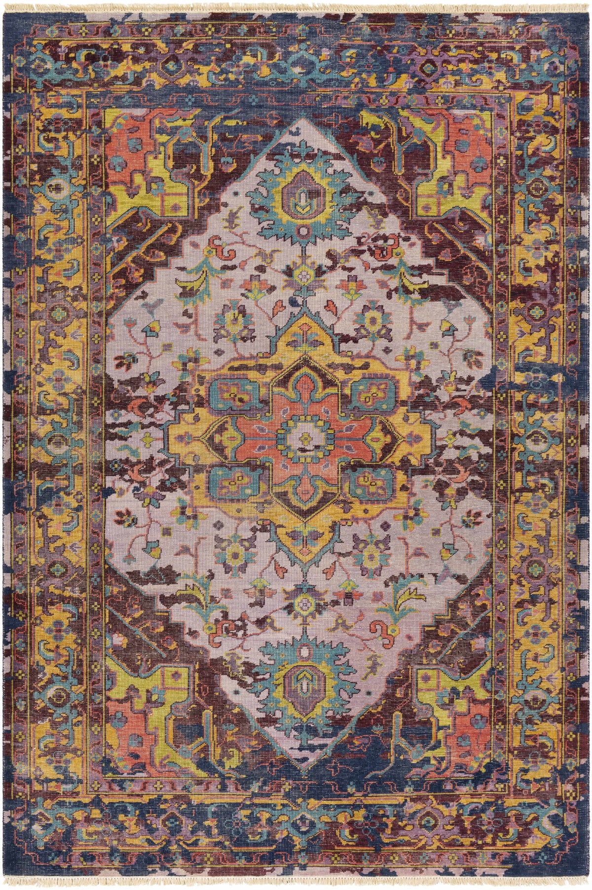 Burgundy Hand Knotted 100% NZ Wool Traditional Rectangle Handmade rug, Indoor use only, has fringe, non-washable.