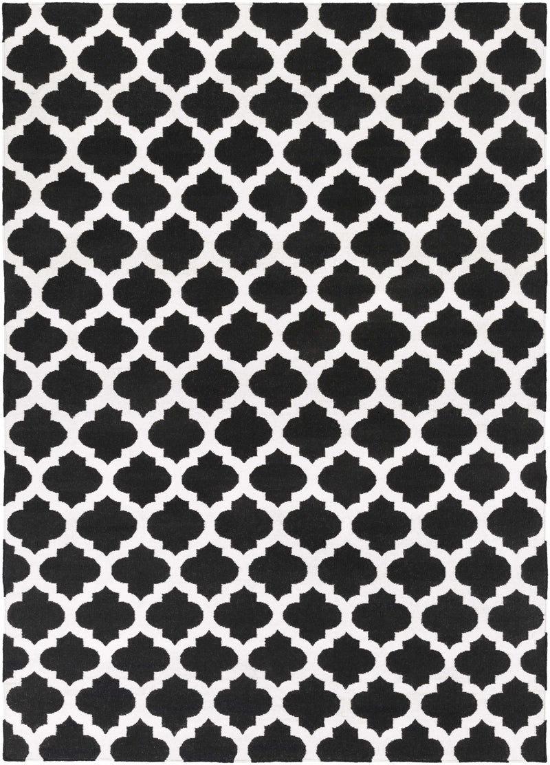 Black Hand Woven 100% Wool Modern Rectangle Handmade rug, Indoor use only, no fringe, non-washable.