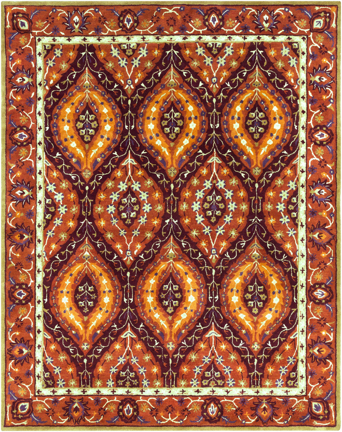 Burgundy Hand Tufted 100% Wool Traditional Rectangle Handmade rug, Indoor use only, no fringe, non-washable. runner also available