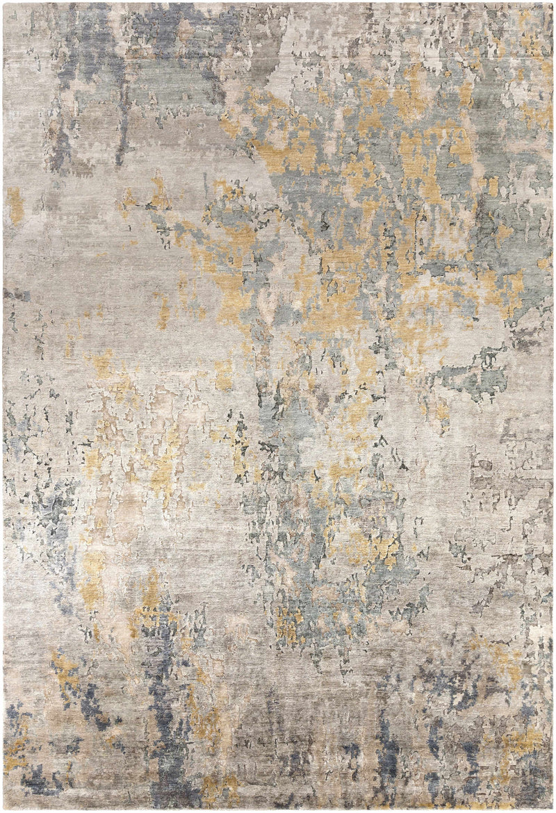 Beige Hand Knotted 100% Viscose Modern Rectangle Handmade rug, Indoor use only, no fringe, non-washable.